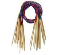 18 ferri circolari con aghi in bambù della Beyond Dreams - misura dell'ago da 2mm-10mm con misure intermedie - lunghezza 80 cm - tubo colorato - set di ferri da maglia - adatto ai principianti