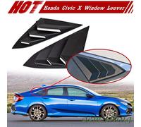 18 Fit FOR HONDA Civic X 10th 4D Side Window Scoop Louver Cover Trim Matte Black