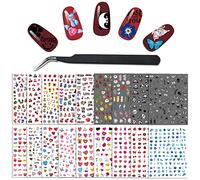 18 Fogli Adesivi per Unghie Autoadesivi, Panda Sticker Adesivi per Unghie Adesivi per Nail Art per Donne Ragazze Decorazione per Bambini, Design per Unghie Tatuaggi per Unghie 1000+ Pezzi (S007)