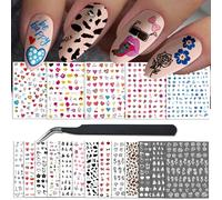 18 Fogli Adesivi per Unghie Autoadesivi, Panda Sticker Adesivi per Unghie Adesivi per Nail Art per Donne Ragazze Decorazione per Bambini, Design per Unghie Tatuaggi per Unghie 1000+ Pezzi (S001-S004)