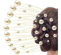 18 forcine per capelli con perle dorate, fermagli per capelli da sposa, accessori per capelli da sposa, accessori con perle per varie occasioni come matrimoni, feste e incontri, balli di fine anno.