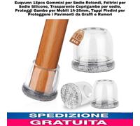 18 Gommini per Sedie/Mobili Rotondi in Silicone14-20mm, Feltrini Proteggi Gambe