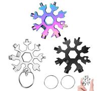 18 in 1 Multi-Tool Snowflake Portatile Strumento Fiocco di Neve in Acciaio Chiave da Neve per Viaggi All'aperto, Campeggio e Avventura