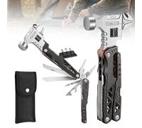 18 in 1 Multifunctional Wrench Hammer 60tools, Heavy Duty Stainless Steel Camping Gear with Pliers & Screwdrivers, Survival Kit For Outdoor Emergency, Practical Gifts for Men Dad (Black)