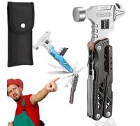 18 in 1 Multifunctional Wrench Hammer 60tools, Heavy Duty Stainless Steel Multitool Hammer with Adjustable Wrench & Pliers, Survival Kit and Camping Tools Gear,Practical Gift for Men Dad (Black)