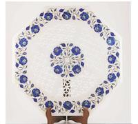 18 " Marmo Lato Table Top Pietre Semi Preziose Floreale Work Handmade Arredo
