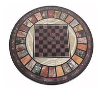 18 " Marmo Scacchi Gioco Table Top Pietra Dura Multi Sassi Arte Inserto Lavoro