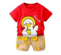 18 mesi Baby Girl Boy Outdoor Comic-set 2 pezzi per top e pantaloncini stampati, regalo per ragazze, Colore: rosso, 100
