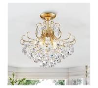 18" Modern Crystal Chandelier Ceiling Light, 4-Light Semi Flush Mount Light Fixture for Dining Living Room Bedroom Kitchen Hallw