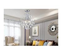 18" Modern Crystal Chandelier Ceiling Light, 4-Light Semi Flush Mount Light Fixture for Dining Living Room Bedroom Kitchen Hallw