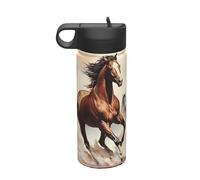 18 once Rampante Brown Horse sport bottiglia d'acqua isolata, in acciaio inox paglia bottiglia d'acqua per campeggio fitness escursionismo all'aperto