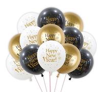 18 palloncini decorativi per Capodanno, 2026, Capodanno, decorazione a elio, nero, oro, in lattice, set di palloncini per Happy New Year Party, decorazione unisex per adulti