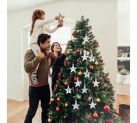 18 Pcs Piccole Stelle Sospese Per L'albero Di Natale Ornamenti Delle D'argento