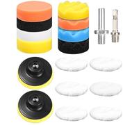 18 Pezzi 80mm Pad Kit di Lucidatura Spugna,Kit Lucidatrici Auto,con Adattatore per Trapano e Cuscinetti per Ceretta in Lana,Set di Tamponi per Lucidatura per Auto,Lucidatrice e Ceretta