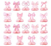 18 pezzi a nido d'ape decorazione per compleanno, stereo, decorazione da tavolo, per compleanno, ragazza, rosa, fiocco, romantico, per il sogno di compleanno dei bambini, per la festa dei bambini, per