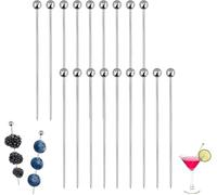 18 pezzi bastoncini da cocktail, stecchini per aperitivo, stuzzicadenti in acciaio inox, riutilizzabili, per frutta, torte, verdure arrosto, antipasti, cocktail