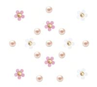 18 pezzi Belle decorazioni fai-da-te di margherite bianche e rosa e perle, adatte per i sandali estivi delle donne Set margherite bianche rosa chiaro,Set margherita blu bianca,Set margherita bianca ne