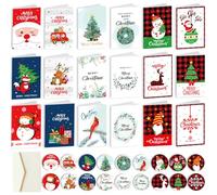 18 Pezzi Biglietti Auguri di Natale con Buste e Adesivi da Busta, 6 Disegni Regalo Natale Cartoline, Biglietti Portasoldi Natale per Famiglia, Amici, Bambini e Anziani (18pcs)