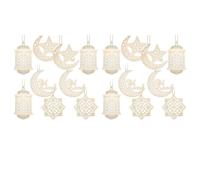 18 Pezzi Ciondolo nel Legno Ornamento Ramadan Decorazione Vuota Luna Stella3130