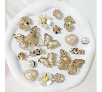 18 pezzi di accessori per scarpe (farfalle dorate oversize cave, farfalle dorate e bianche piccole, simbolo del dollaro, cuore di perla, lettere) - Decorazioni fai-da-te facili da staccare, adatte per