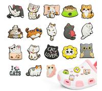 18 pezzi di ciondoli per scarpe Crocs, spille per scarpe da gatto per Crocs Jibbitz, Pvc Shoe Charm design gatto, decorazione fai da te per bambini, idea regalo per feste riunione, 18 Pcs Schuh