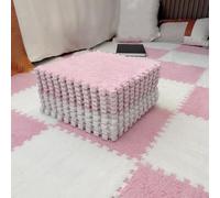 18 Pezzi Di Moquette Puzzle Ad Incastro, Lavabili, Tappetini In Schiuma Di Peluche, Soffici Tappeti, Tappetini Quadrati, Camera Da Letto, Sala Giochi(Color:rosa+bianco)