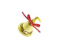 18 pezzi di plastica dorata Jingle Bells nastro rosso campana piccola ornamenti