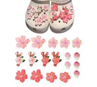 18 pezzi di spille per scarpe, graziosi ciondoli per scarpe, accessori per fiori di pesca Sakura, charm per bambini, decorazione fai da te per crocs, ragazze, bambini, adulti
