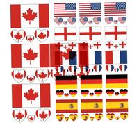 18 pezzi di tatuaggi temporanei 6 bandiere di campagna 2.36in impermeabili di tatuaggi temporanei di lunga durata di paesi di calcio Country Country Co