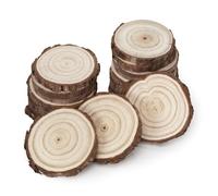 18 Pezzi Dischi Legno Naturale da Decorare, Diametro 8-10cm, Spessore 10mm, Fette di Legno con Corteccia, Senza Fori, Adatti per Pirografo, Natale, Segnaposto e Fai da Te