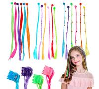 18 Pezzi Extension Capelli Colorati con clip, Estensioni per Bambini con Fermagli, Ciocche Colorate per Capelli, per Ragazze Partito Festival