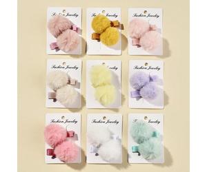 18 pezzi Fermagli per capelli con decorazioni a pon pon per neonati, adatti per la vita quotidiana, l'amore e San Valentino Tagli Unica,Buio,colore del caffèPoliestere