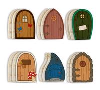 18 pezzi Mini Porte in Legno elf fairy porte del giardino fatato porta elfo miniatura giardino fatato non verniciate Utilizzato per temi delle fiabe feste di compleanno Pasqua Natale Halloween