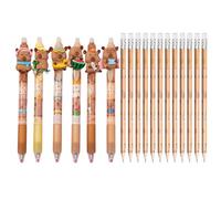 18 Pezzi Penne Capibara, 6 Capybara Penne Cancellabile 0.5 mm e 12 Capibara Matite 2B con Gomma, Penna Gel Kapybara Set Cancelleria Carino per Bambini, Disegno, Scrittura, Scuola e Ufficio (Nero)