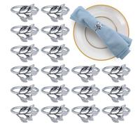 18 pezzi portatovaglioli in argento, Porta Tovaglioli da Tavolo, Portatovaglioli da Tavola in Metallo, Porta Tovaglioli a Forma di Foglia, con 5 foglie, feste, giorno del Ringraziamento, matrimoni