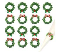 18 Pezzi Portatovaglioli Natalizio 5 cm Aanelli per Tovaglioli Natalizi con Bacche Rosse Inchino per Natale Ringraziamento Capodanno Nozze San Valentino Tavolo Anello Tovagliolo