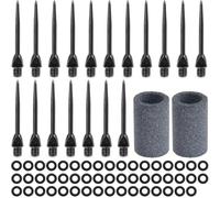 18 Pezzi Punte per Freccette in Acciaio 2BA, Freccette Punta in Metallo, Punte Morbide per Freccette Punte di Ricambio Accessori per Freccette, con 50 Anelli di Gomma per Freccette e 2 Mola