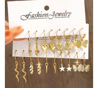 18 pezzi Set di orecchini con motivi di farfalle, rose, serpenti, cuori, gioielli di moda per ragazze da indossare quotidianamente in estate Tagli UnicaLega di zinco
