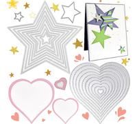 18 Pezzi Stelle Taglio Muore, Stars Cutting Dies, Fustelle per Metallo a Forma di Stelle e Cuore, per Scrapbook, Album Paper, Fai Da Te Artigianato e Card Making