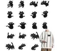 18 Pezzi Toppa per Tessuti Gatto, Toppe termoadesive gatto nero, Pratico Toppe Termoadesive, Toppa Ricamata, Toppa per Tessuti, per Accessori Fai da Te, Giacche, Cappelli, Zaini, Jeans(Nero)