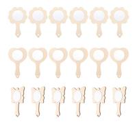 18 Pollici Specchio in Legno Incompiuto Handmade per Teens, Set | Forme Fiore, Farfalla e Cuore, Vetro e Legno, Adatto a Crafts e Painting, Profilo senza Bave