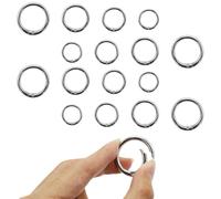 18 portachiavi in acciaio inox, moschettone ad anello, piccolo anello portachiavi, moschettone rotondo, anello a O, moschettone color argento (diametro interno 13/16/19/25 mm)