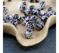 18 pz 12mm bagliore nel buio perline di vetro di murano rotonde luminose rose che scorrono branelli allentati di fascino del fiore per la creazione di gioielli fai da te-C