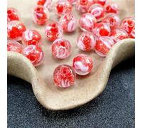 18 pz 12mm bagliore nel buio perline di vetro di murano rotonde luminose rose che scorrono fascino del fiore perline allentate per la creazione di gioielli fai da te-B