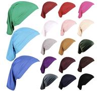 18 pz sotto sciarpa Hijab Cap per turbante capo avvolge stretch tinta unita musulmano Underscarf cofano Jersey Cap, Colori freschi, L