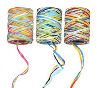 18 rotoli di nastro di rafia, per confezioni regalo, colori arcobaleno, spago di carta per confezioni regalo, nastro per progetti fai da te, decorazioni per feste con scatola portaoggetti