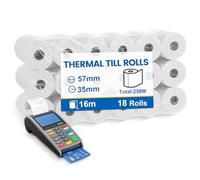(18 Rotoli) Rotolini Cassa 57mm Termici - Carta Termica 57mm x 12mm x 16m, carta in rotolo per stampa Compatibile con la maggior parte dei calcolatori e registratori di cassa - Rotoli Cassa