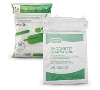 18 Sacchetti Folletto VK 135/136 -COMPATIBILI- in Microfibra Filtrante Resistente - Sacchi Folletto Per Aspirapolvere 135/136 - Alta Filtrazione Polvere - Installazione Facile - Qualità SUPREMA