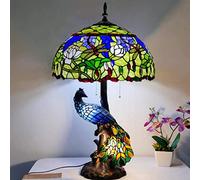 18" Stained Glass Table Lamps Dragonfly Rose Flowers Night Desk Light Resin Reading Lamps for Girl Lover Living Room Bedside Bedroom E27 5 Light,Dragonfly