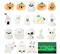 18 statuette luminose in miniatura con fantasma di Halloween che si illuminano al buio, in resina, fantasma, decorazione per prato fantasma di Halloween, micro decorazioni paesaggistiche per interni,